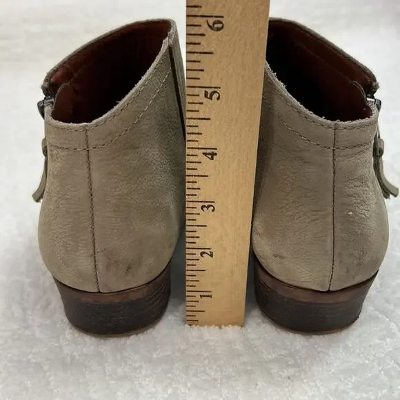 Lucky Brand Brielley taupe textured suede and leather ankle boots zipper 7 M - Picture 6 of 10